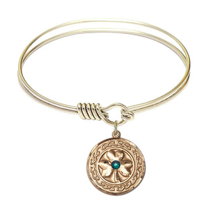 Shamrock Bangle Bracelet with Celtic Knot Border Charm