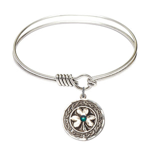 Shamrock Bangle Bracelet with Celtic Knot Border Charm