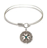 Shamrock Bangle Bracelet with Celtic Knot Border Charm