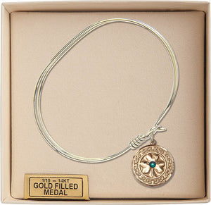 Shamrock Bangle Bracelet with Celtic Knot Border Charm