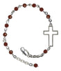 Sideways Cross Crystal Bracelet - Silver Plate - January - Garnet