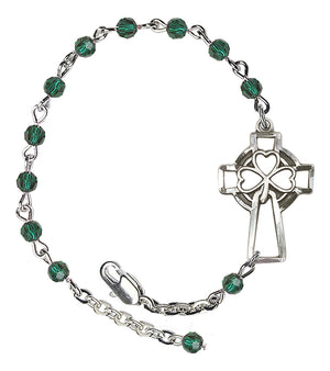 Celtic Shamrock Cross Bracelet - Silver Plate