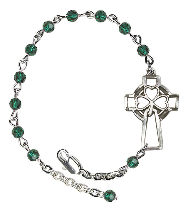 Celtic Shamrock Cross Bracelet - Silver Plate