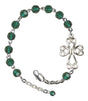 Scroll Cross Emerald Crystal Bracelet - Silver Plate - May - Emerald
