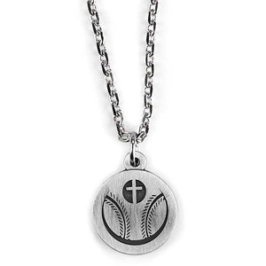 Home Run Baseball Cross Necklace, Stainless Steel, 20-Inch Chain