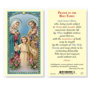 Holy Family Laminated Prayer Card