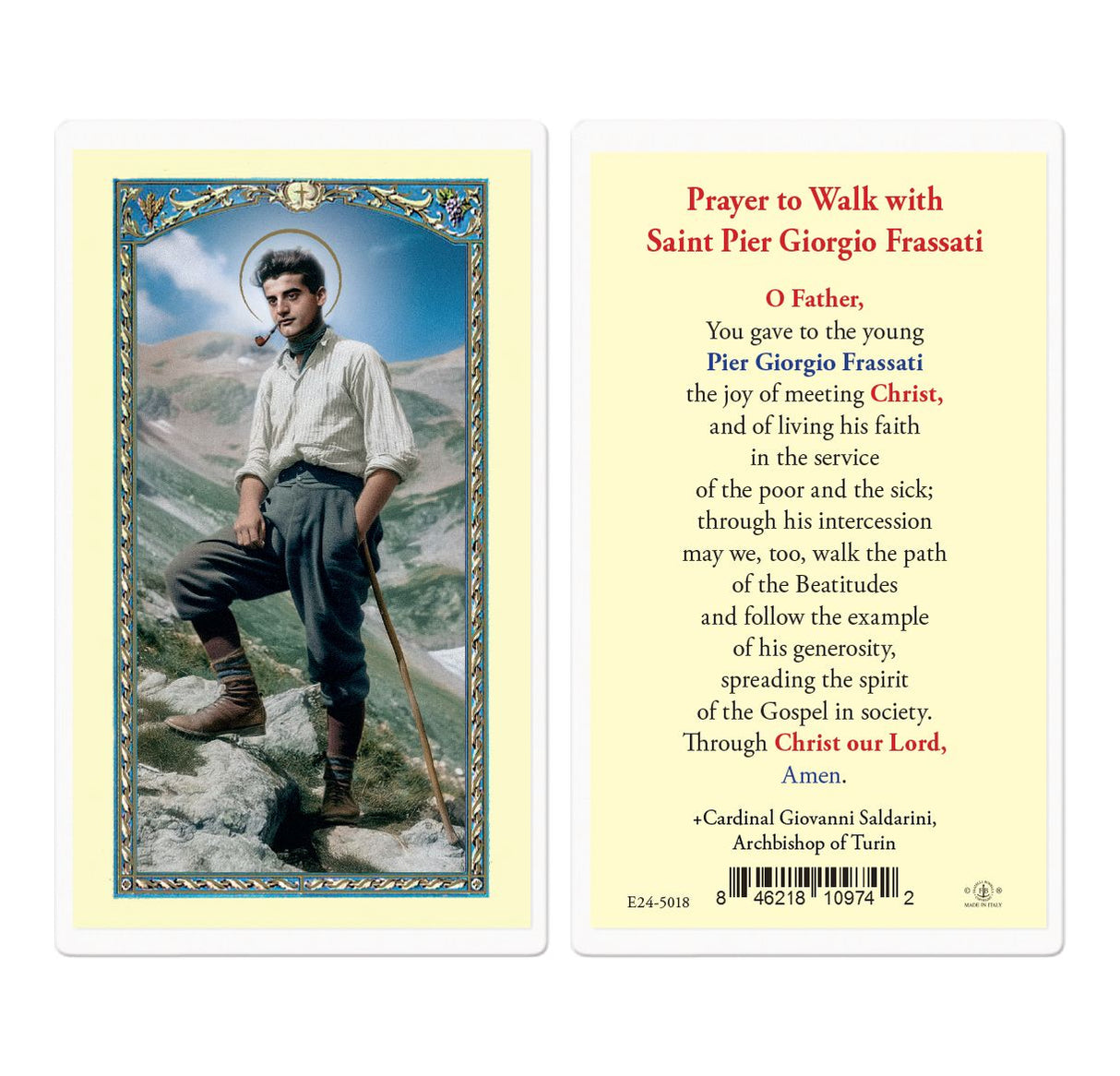 Saint Pier Giorgio Frassati Laminated Prayer Card