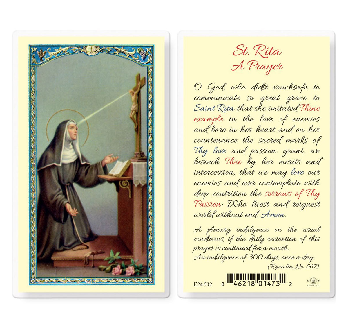 Saint Rita Printable Prayer To St. Rita Laminated Prayer Card
