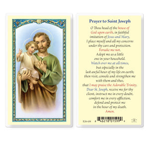 Prayer to St. Joseph Laminated Prayer Card – Fratelli Bonella Art (Italy)