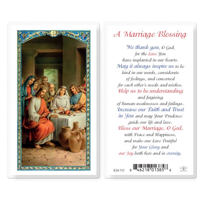 Marriage Blessing Laminated Prayer Card