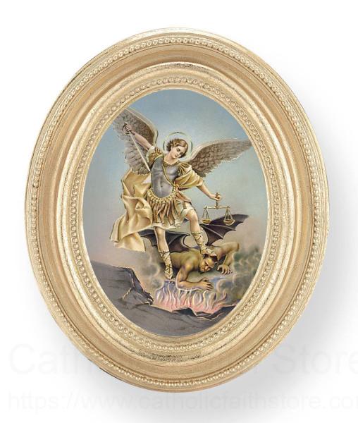 St. Michael Small 4.5 Inch Oval Framed Print