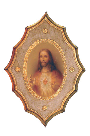 Sacred Heart of Jesus Florentine Plaque – 7.5 × 10.5 Inches