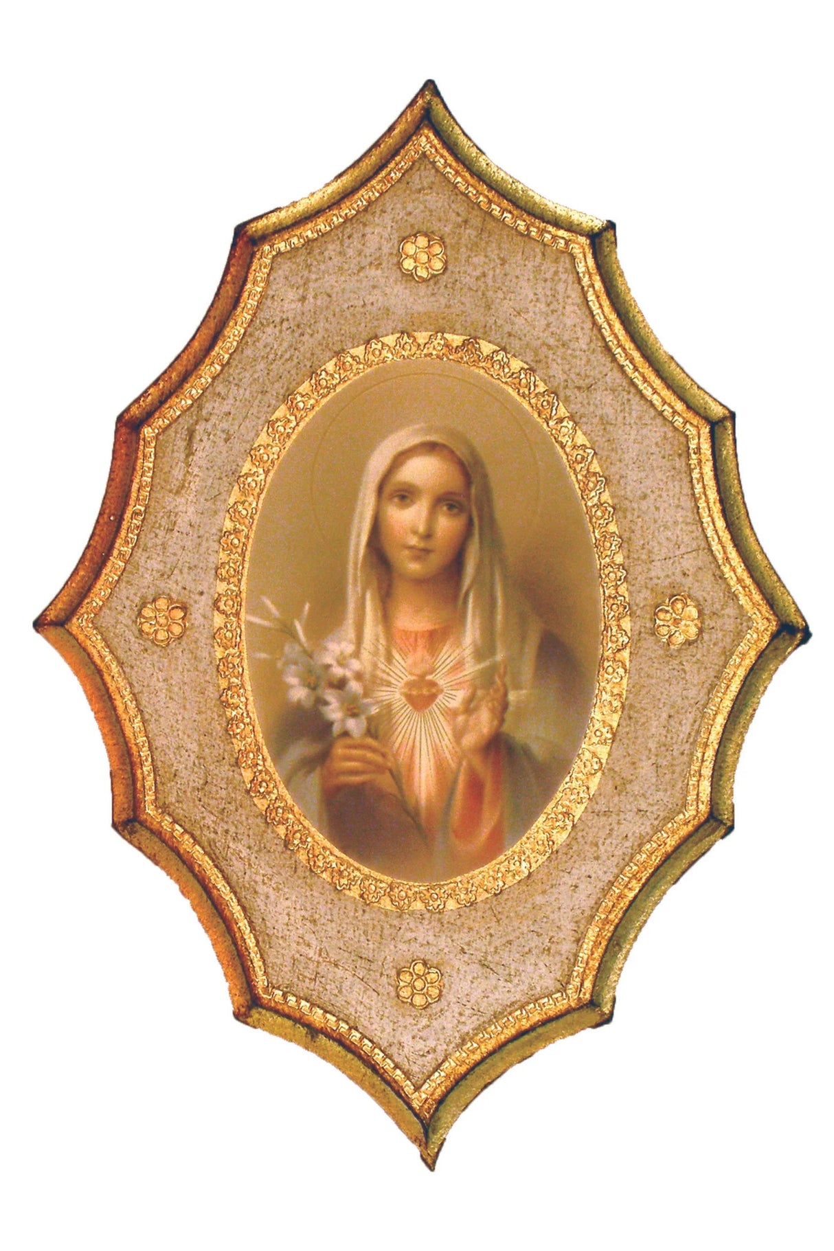 Immaculate Heart of Mary Florentine Plaque – 7.5 × 10.5 Inches