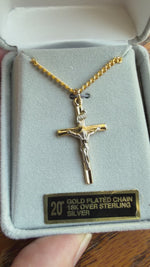 Risen Sun Crucifix Necklace | 14kt Gold Plated Sterling Silver | Starburst