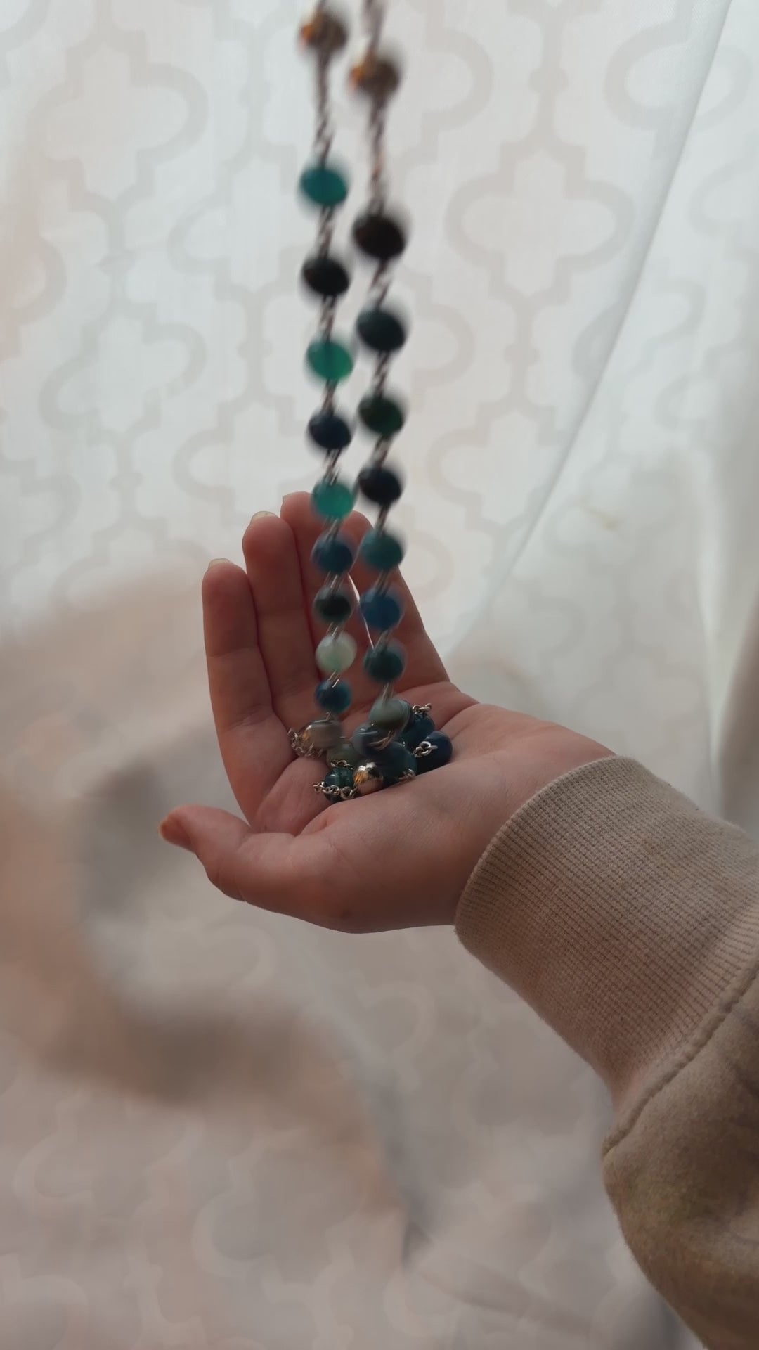 Blue Agate Rosary 10mm Sterling Silver - Handmade Heirloom Quality Catholic Prayer Beads