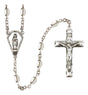 Sterling silver Miraculous heirloom rosary with 5x7mm oval beads and cut-out Miraculous Medal center