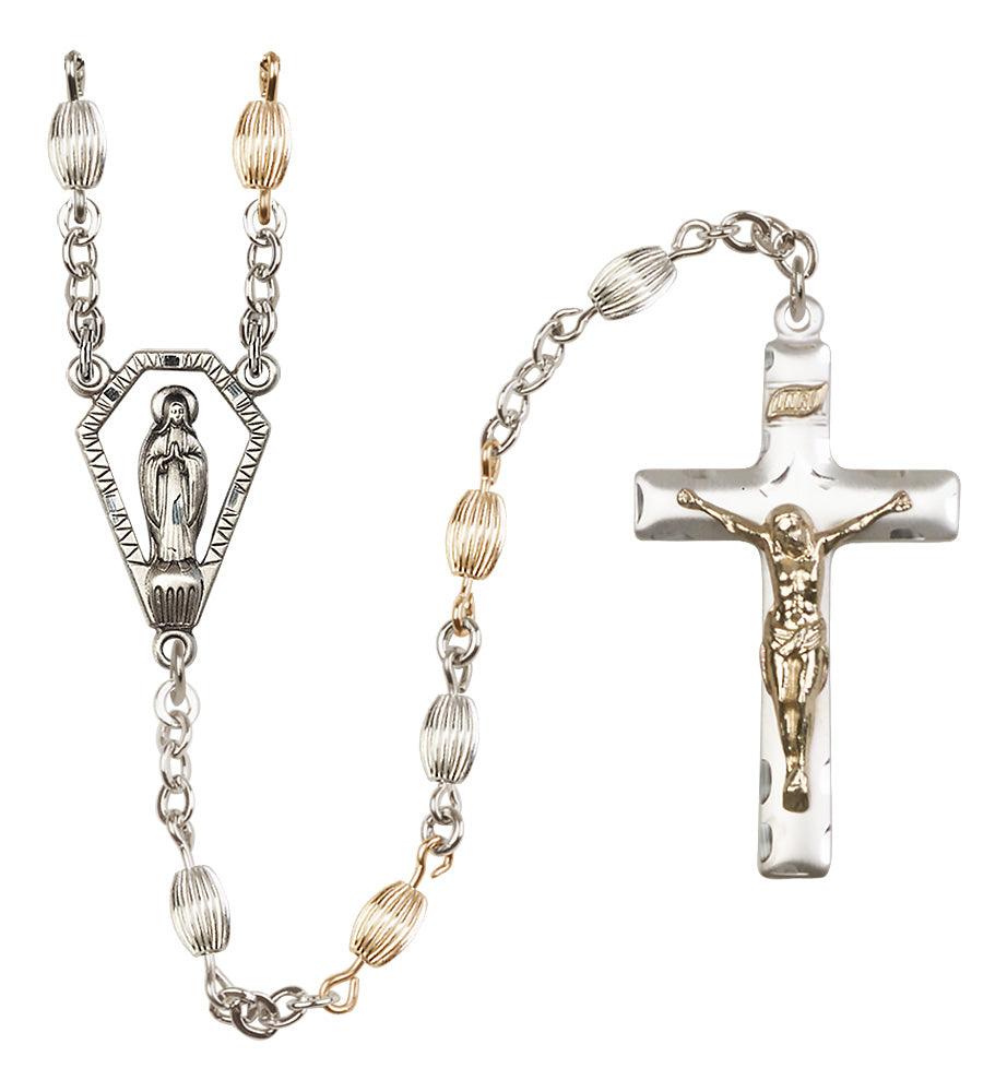 Miraculous Medal Heirloom Rosary, 5x7mm Oval Corrugated Beads