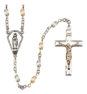 Miraculous Medal Heirloom Rosary, 5x7mm Oval Corrugated Beads