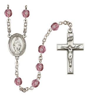 Miraculous birthstone rosary with 6mm fire polished beads and pewter Miraculous Medal center