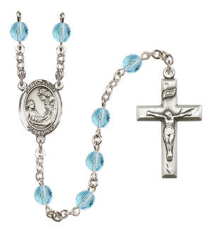 Saint Cecilia Birthstone Rosary, 6mm Fire-Polished Beads, Silver Plated
