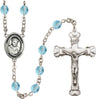 St. Carlo Acutis Birthstone Rosary, 6mm Glass Beads & Silver-Plated Details