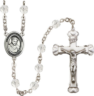 St. Carlo Acutis Birthstone Rosary, 6mm Glass Beads & Silver-Plated Details