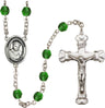St. Carlo Acutis Birthstone Rosary, 6mm Glass Beads & Silver-Plated Details
