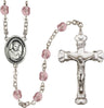 St. Carlo Acutis Birthstone Rosary, 6mm Glass Beads & Silver-Plated Details