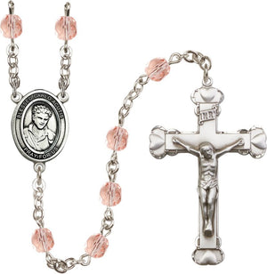 St. Carlo Acutis Birthstone Rosary, 6mm Glass Beads & Silver-Plated Details