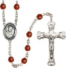 St. Carlo Acutis Birthstone Rosary, 6mm Glass Beads & Silver-Plated Details