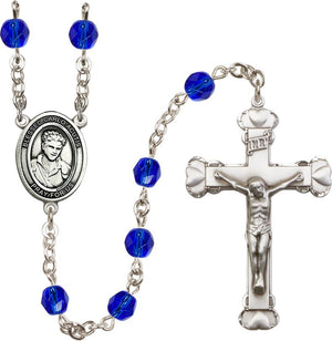 St. Carlo Acutis Birthstone Rosary, 6mm Glass Beads & Silver-Plated Details