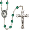 St. Carlo Acutis Birthstone Rosary, 6mm Glass Beads & Silver-Plated Details
