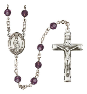 Our Lady of Fatima Sterling Silver Rosary, Austrian Crystal & Squared Crucifix