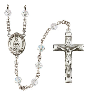 Our Lady of Fatima Sterling Silver Rosary, Austrian Crystal & Squared Crucifix