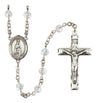 Our Lady of Fatima Sterling Silver Rosary, Austrian Crystal & Squared Crucifix