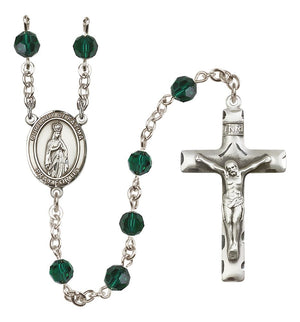 Our Lady of Fatima Sterling Silver Rosary, Austrian Crystal & Squared Crucifix