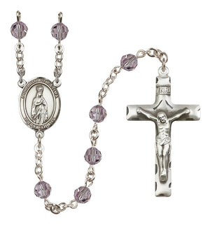 Our Lady of Fatima Sterling Silver Rosary, Austrian Crystal & Squared Crucifix