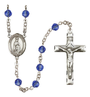 Our Lady of Fatima Sterling Silver Rosary, Austrian Crystal & Squared Crucifix