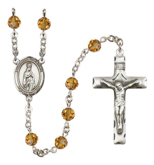 Our Lady of Fatima Sterling Silver Rosary, Austrian Crystal & Squared Crucifix