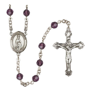 Our Lady of Fatima Sterling Silver Rosary, 6mm Austrian Crystal