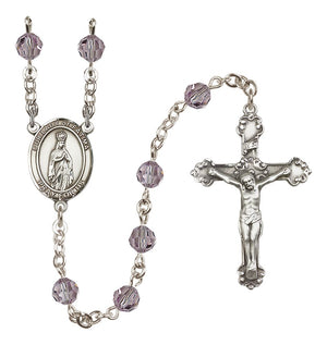 Our Lady of Fatima Sterling Silver Rosary, 6mm Austrian Crystal