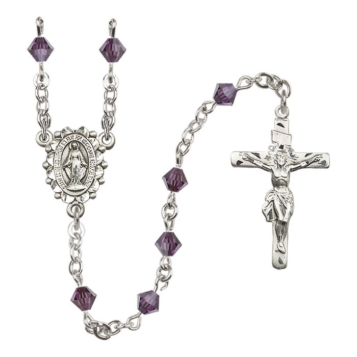 Sterling Silver Rosary 5 mm Crystal Beads - Choice of Color
