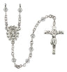 Sterling Silver Miraculous Medal Rosary with 5 mm Austrian Crystal Beads