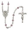 Sterling Silver Miraculous Medal Rosary with 5 mm Austrian Crystal Beads