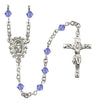 Sterling Silver Miraculous Medal Rosary with 5 mm Austrian Crystal Beads