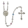 Sterling Silver Rosary 5 mm Crystal Beads Round Miraculous Medal Center