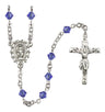 Sterling Silver Miraculous Medal Rosary with 5 mm Austrian Crystal Beads