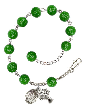 Saint Patrick Shamrock Rosary Bracelet - Silver Plate