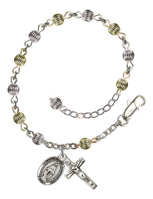 4mm Corrugated Metal Bead Miraculous Rosary Bracelet - Two-Tone Gold Filled and Sterling