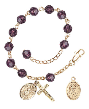 Saint Christopher Air Force Rosary Bracelet, 6mm Austrian Crystal